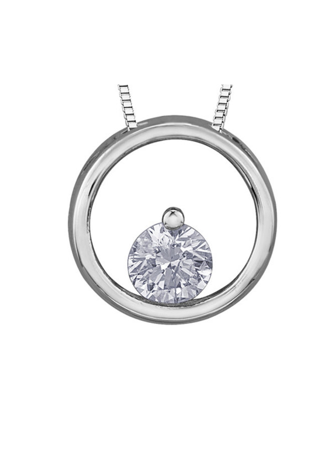 10k white 1 diamond pendant totaling 0.075ct I1 J chain included