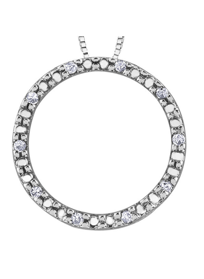 Pendentif cercle de vie 10k blanc 10 diamants = 0.05ct  I1 J chaîne incluse