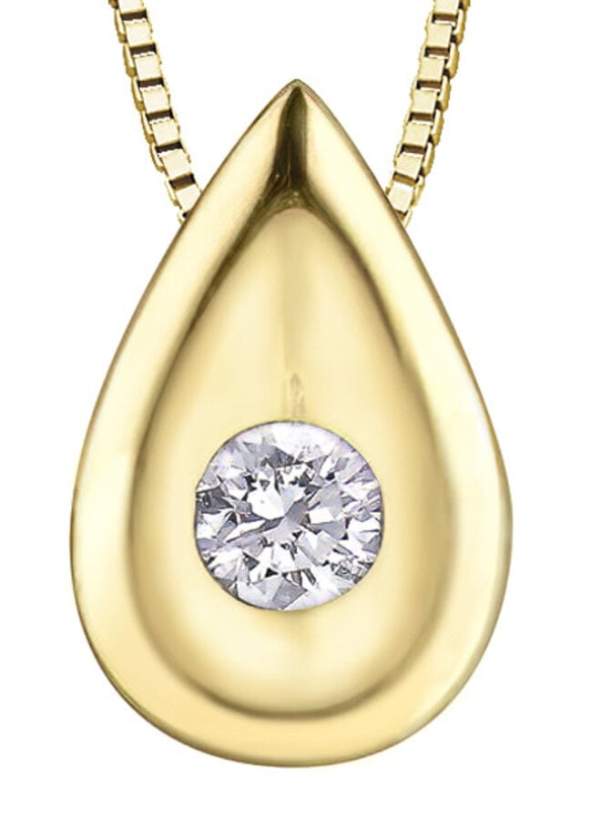 Pendentif 10k jaune 1 diamant = 0.03ct  I1 J chaîne incluse