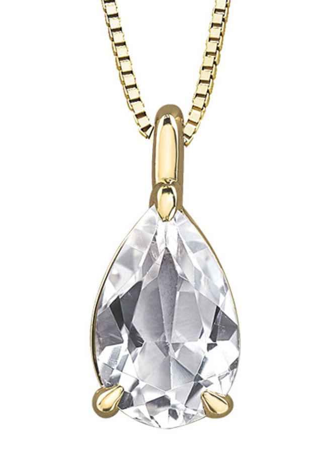 10k Yellow Topaz White Pear Pendant Chain Included