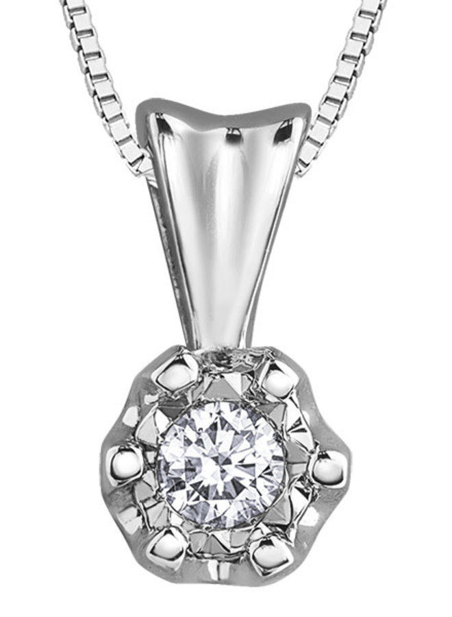 10k white 1 diamond pendant = 0.05ct I1 J chain included