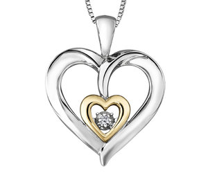 925 silver & 10k yellow gold pendant 1 diamond = 0.02ct I GH