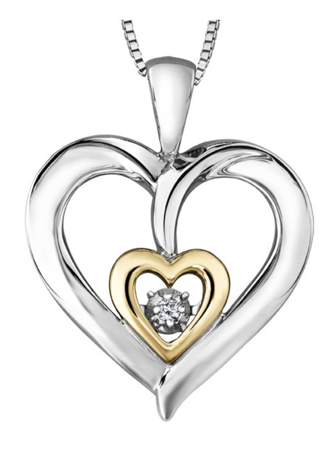 .925 silver & 10k yellow gold pendant 1 diamond = 0.02ct I GH chain included
