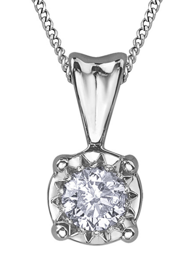 10k white diamond pendant 1x0.20ct I GH illusion chain included
