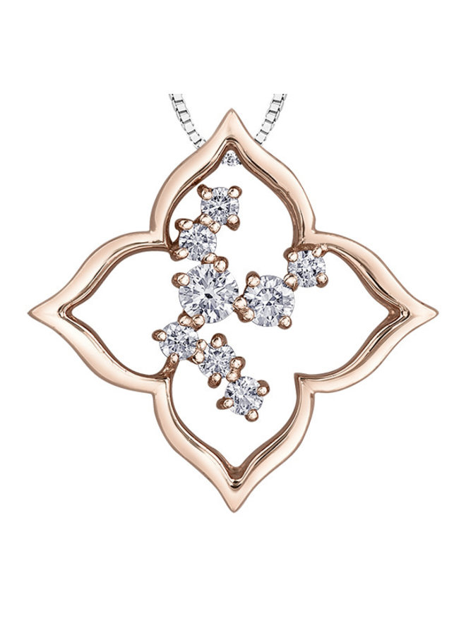 10k rose gold 8 diamond pendant totaling 0.26ct Canadian SI2 FG chain included