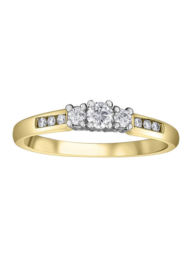 Bague trinité 14k jaune diamant 9=0.25ct I GH