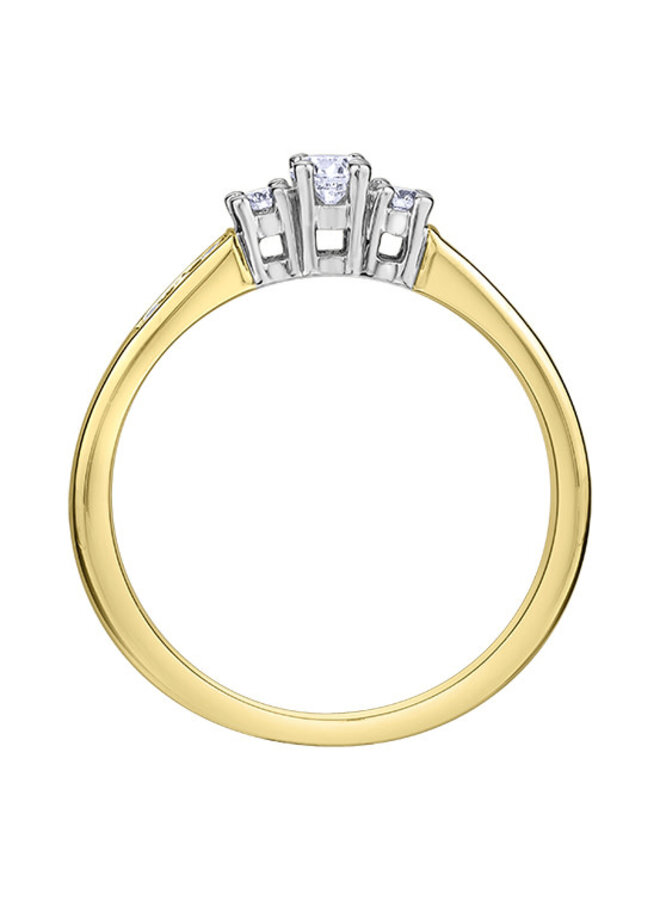 Bague trinité 14k jaune diamant 9=0.25ct I GH