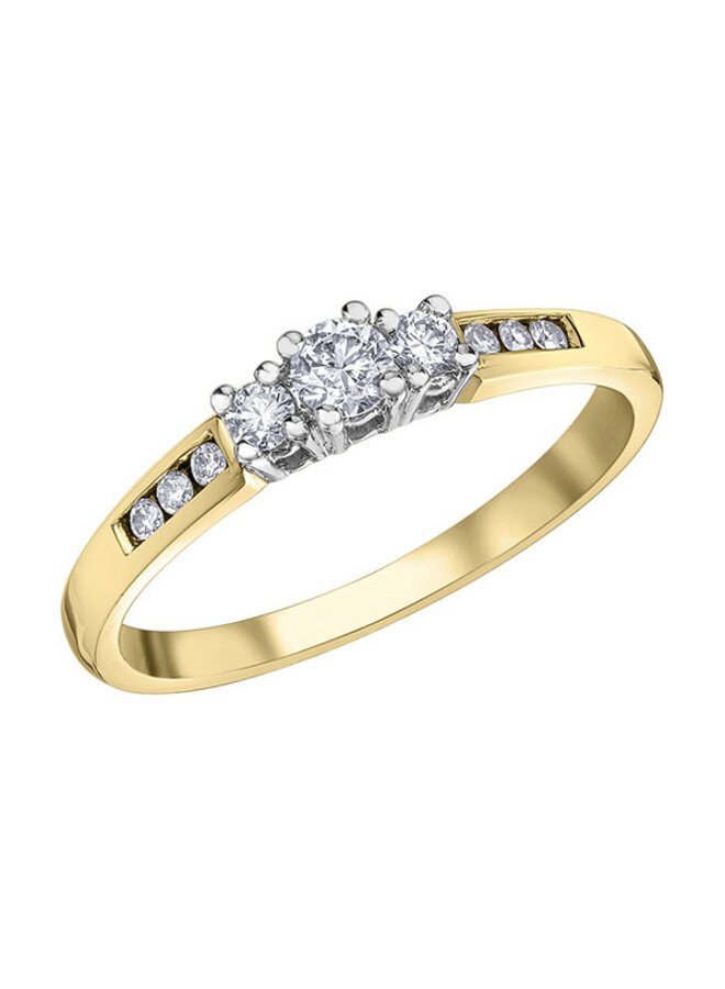 Bague trinité 14k jaune diamant 9=0.25ct I GH