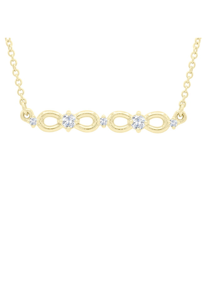 10k yellow diamond infinity necklace 2x0.05 & 3x0.01 ct I GH