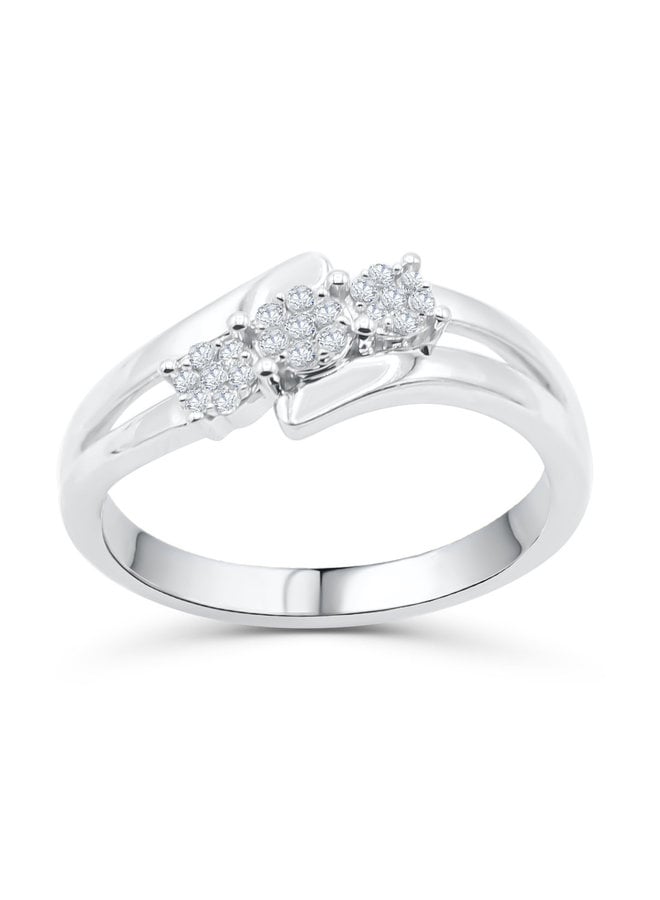 Bague trinité 10k blanc 0.15ct total I GH