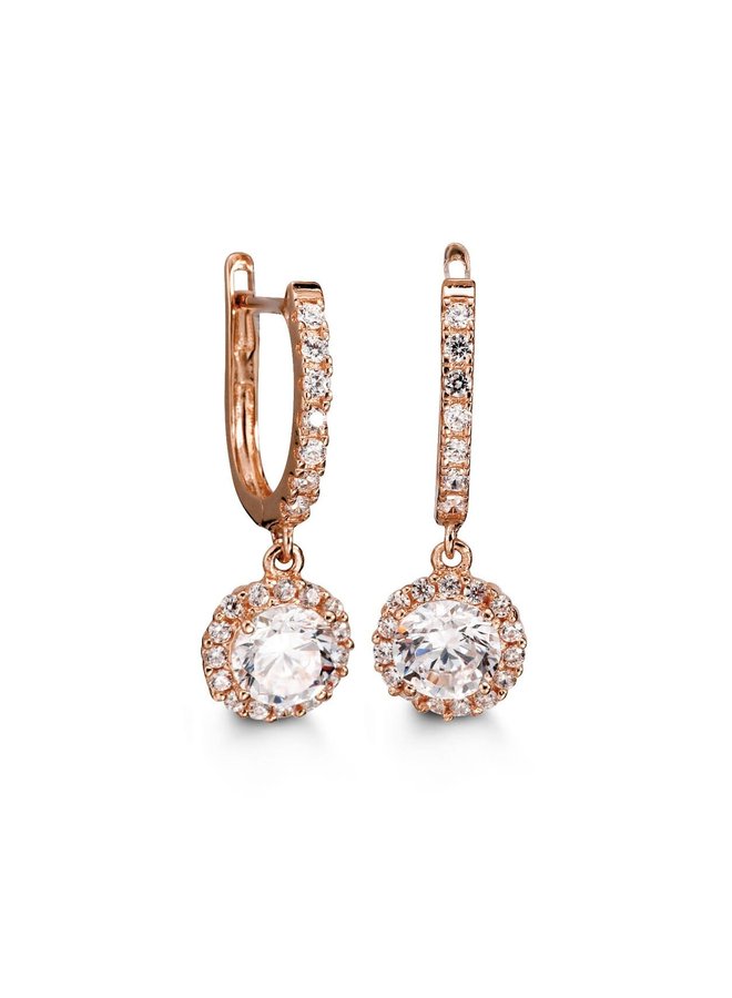 10k pink huggies dangling zircon earring 20mm