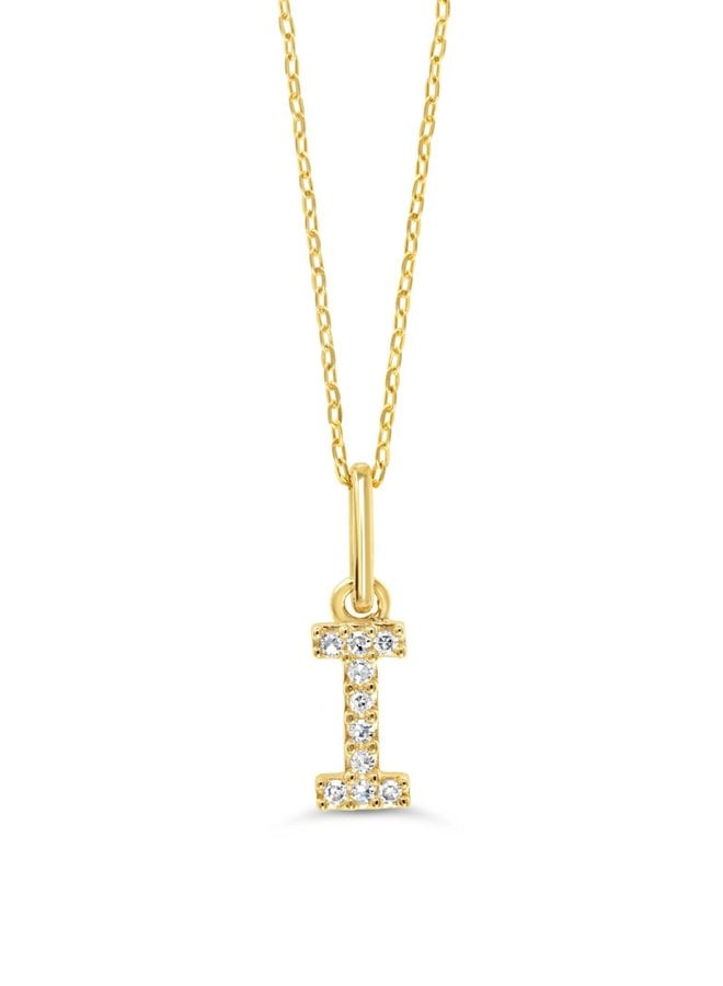 Letter I pendant 10k yellow diamond totaling 0.03ct 18'' cable chain included