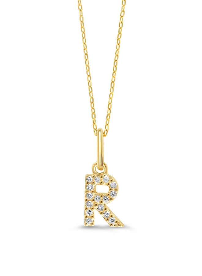 Letter R pendant 10k yellow diamond totaling 0.05ct 18'' cable chain included