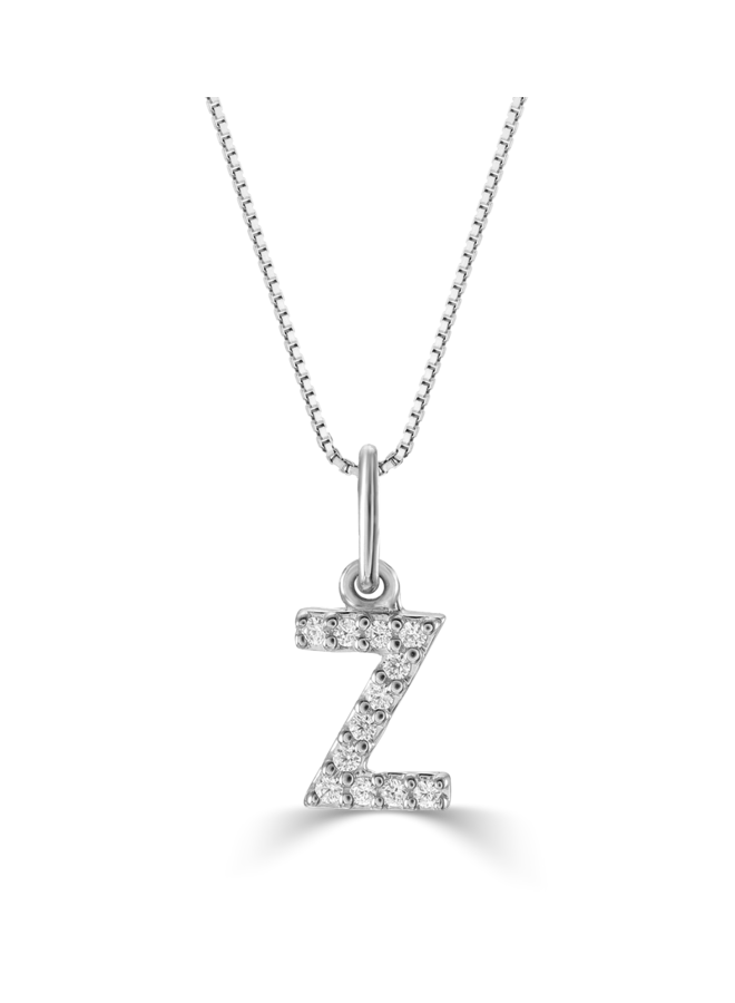 Letter Z pendant 10k white diamond totaling 0.04ct 18'' cable chain included