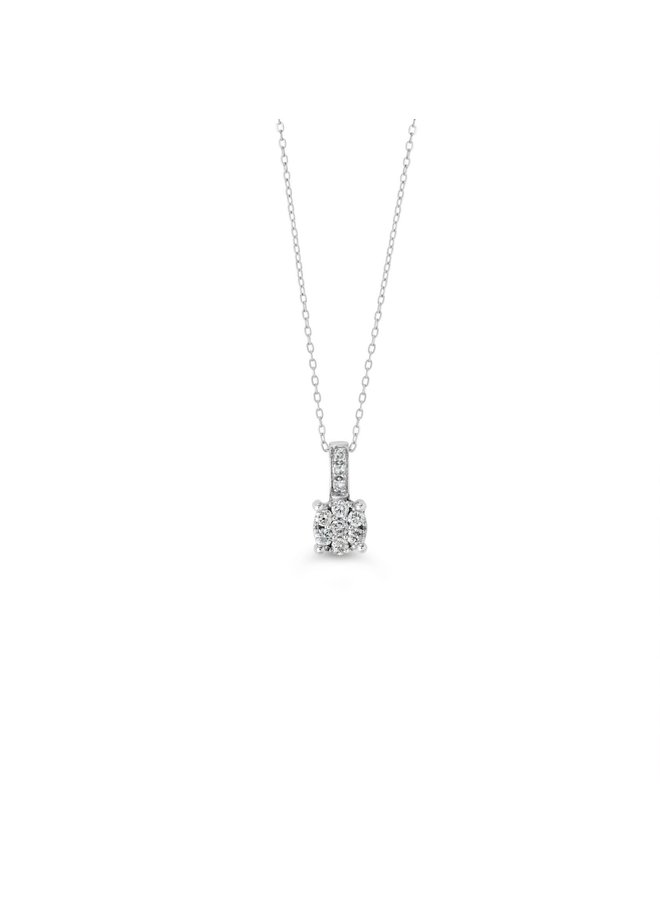 10k white diamond pendant totaling 0.10ct 18'' cable chain included
