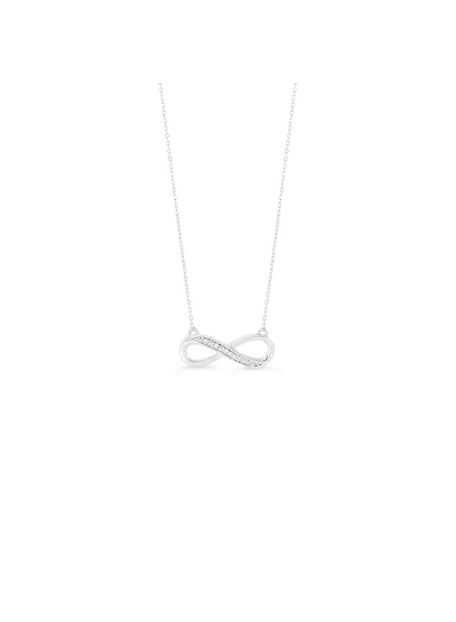 Pendentif 10k blanc infini diamant 0.021ct chaîne cable 18'' inclus