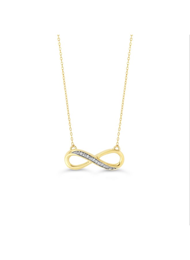 Pendentif 10k jaune infini diamant 0.021ct total chaîne cable 18'' inclus