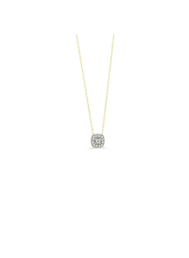 Pendentif 10k jaune halo diamant 0.08ct total chaîne cable 18'' inclus