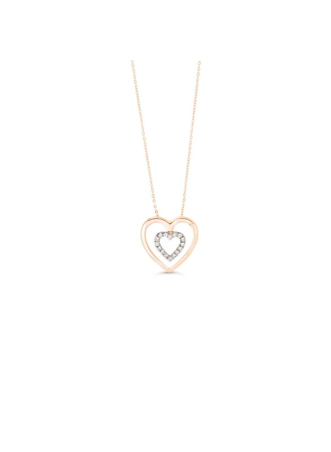 Pendentif 10k rose 16 diamants totalisant 0.08ct chaîne cable 18'' inclus