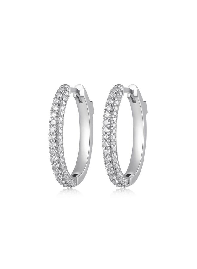Earring .925 ELLE Stardust huggies oval with cubic 20x15mm
