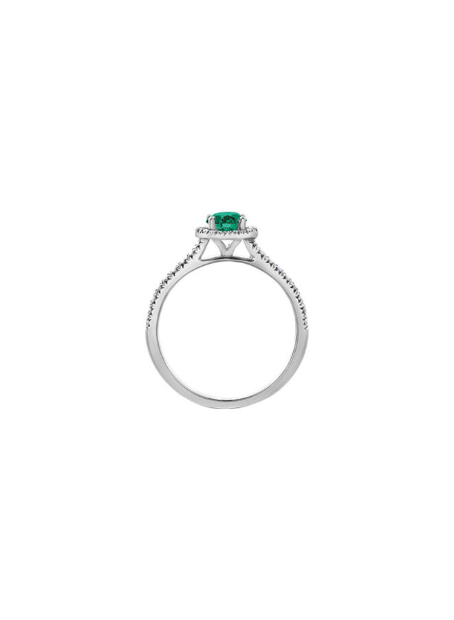 14k white gold diamond ring 38=0.26ct I GH emerald 5mm