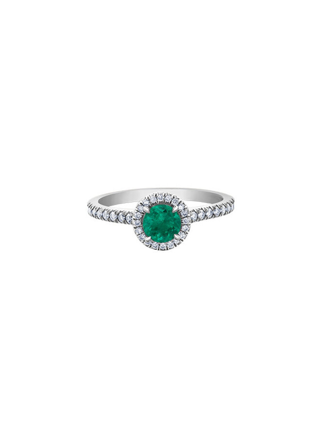 14k white gold diamond ring 38=0.26ct I GH emerald 5mm