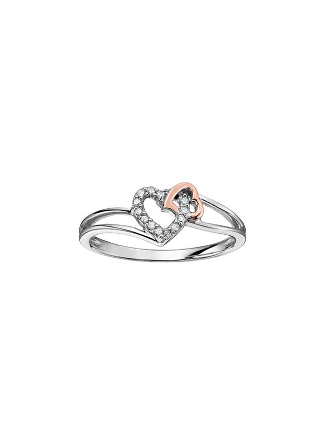 10k 2 tone diamond heart style ring 13=0.054ct I GH
