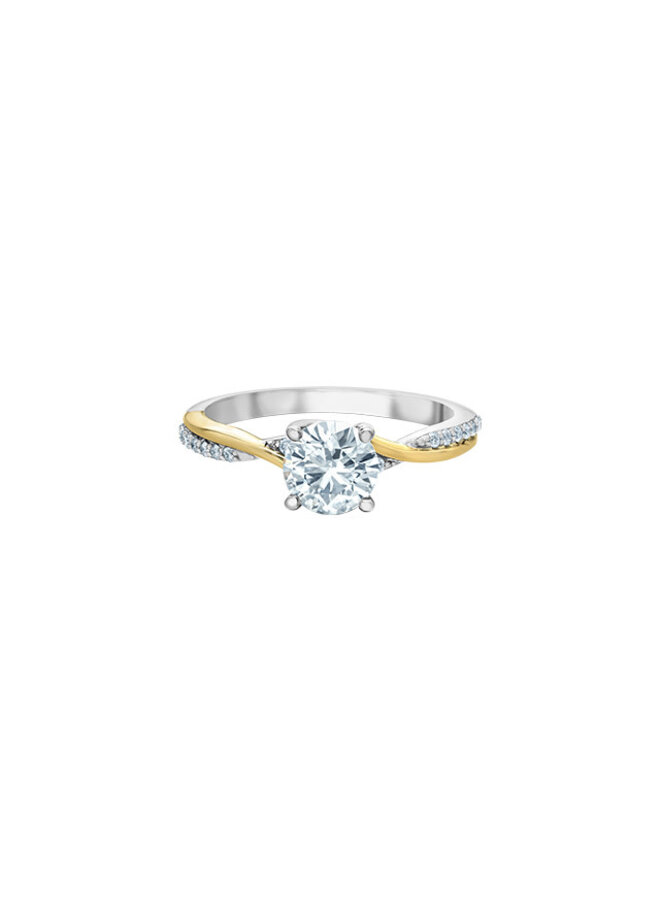 14k gold 2 tone lab diamond ring 1x0.82ct 18=0.108ct Flawless