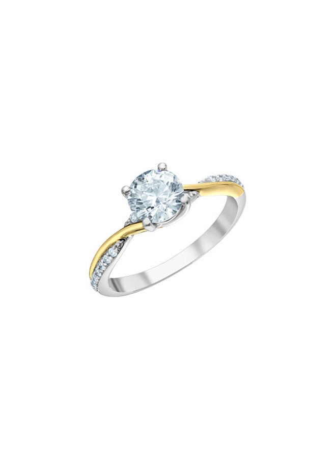 14k gold 2 tone lab diamond ring 1x0.82ct 18=0.108ct Flawless