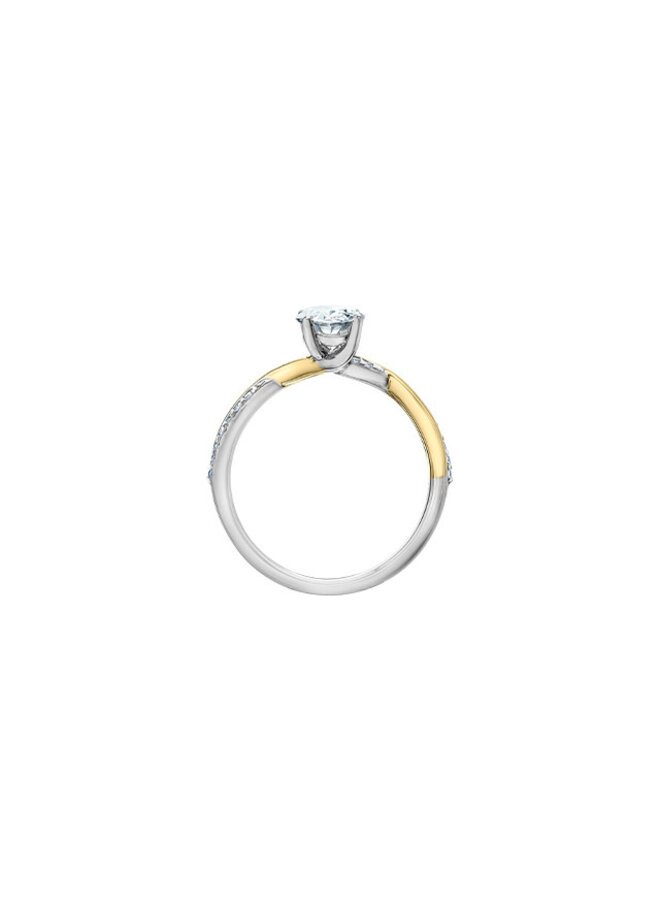 14k 2 tone lab diamond ring 1x0.76ct VVS2 color D 18=0.108ct SI1