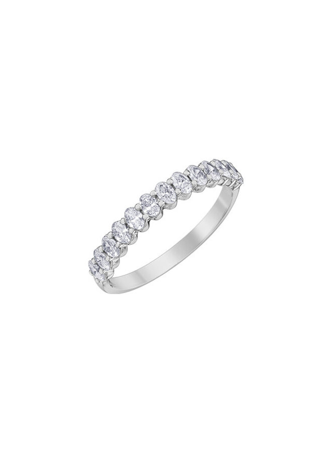 Semi-eternity ring 14k Canadian oval diamond 0.54ct VS1 color F