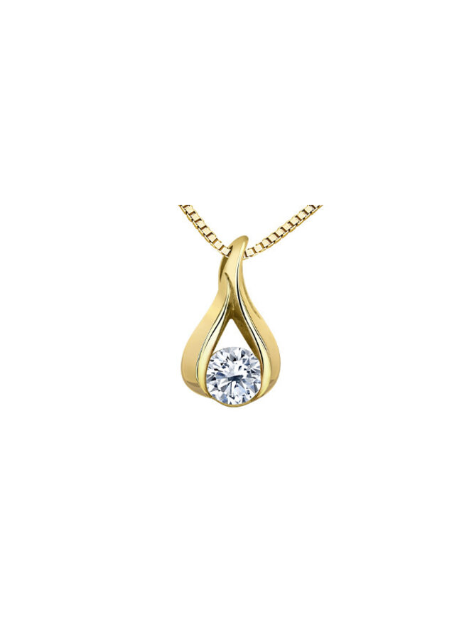 Chain and pendant 14k yellow gold Canadian diamond 1x0.23ct SI2 G certificate