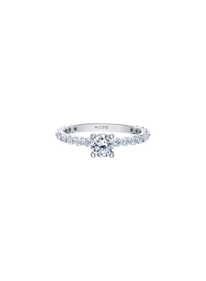 18k Ring white gold Canadian diamond 1x0.51ct SI1 color G 20=0.50ct SI1 certificate