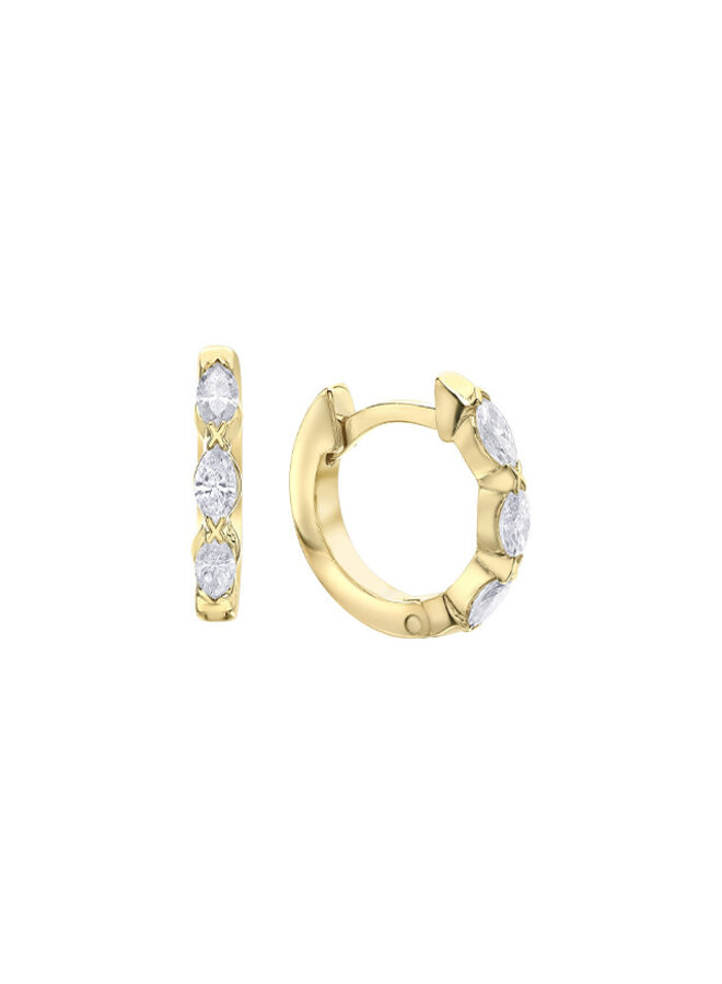 10k Huggies Earrings diamond 6=0.21ct Marquise