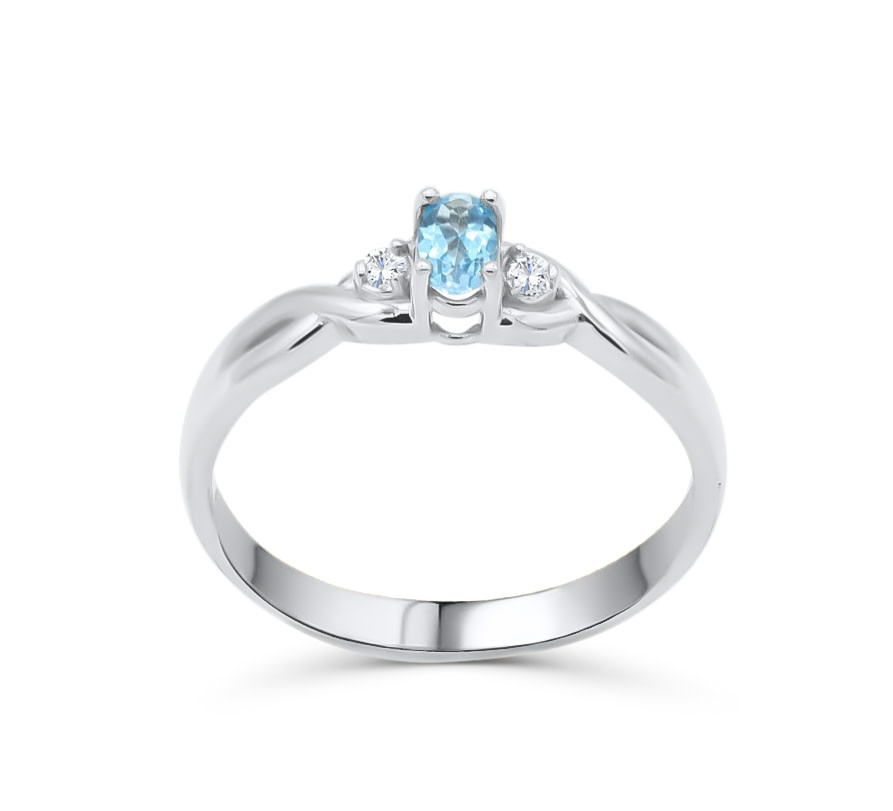 Bague Argent 925 sertie Topaze bleue suisse - Bague pour femme