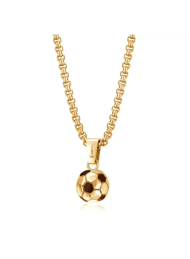 Pendentif ballon soccer acier gold chaîne incluse