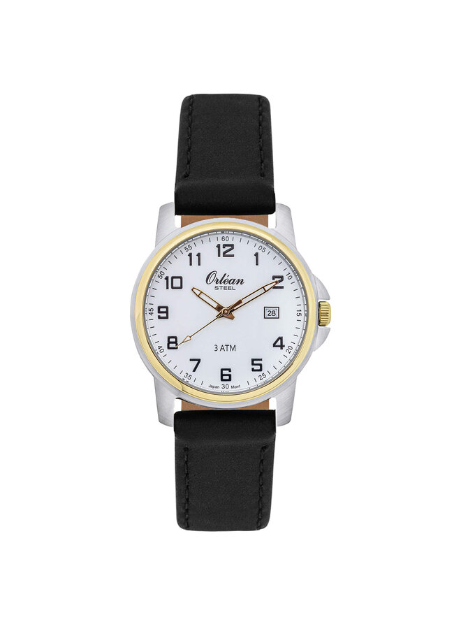 Orléan man steel 2 tones black leather day