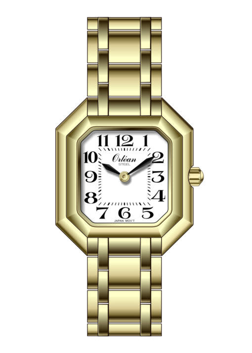Orléan women's watch gold steel octagon white background