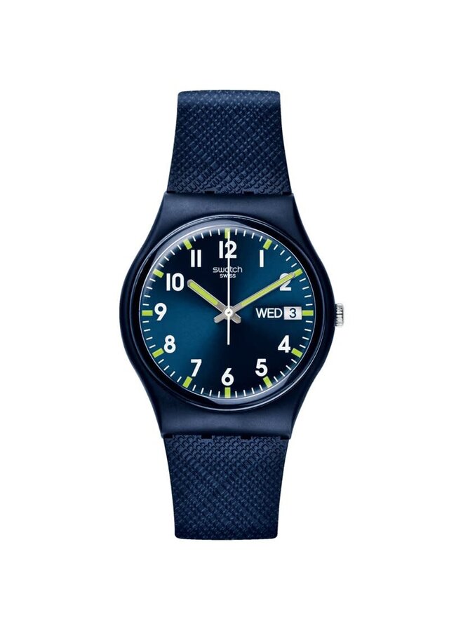 Navy blue swatch with green indicators day and week