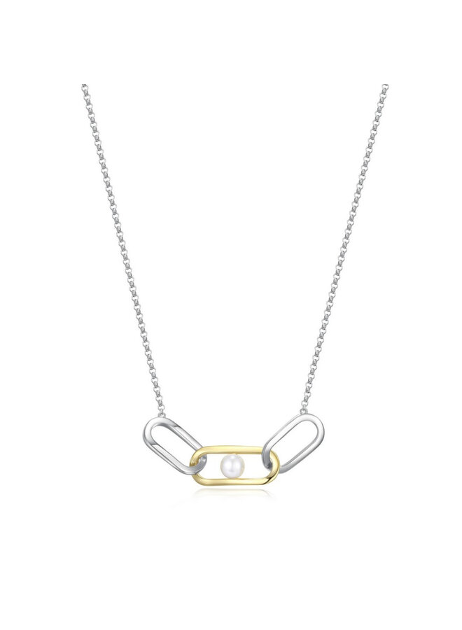 Collier Elle argent 925 deux tons avec perle
