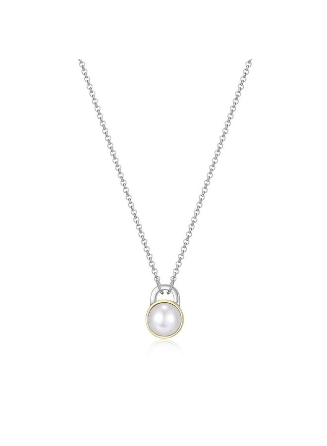 Elle 2 tone pearl necklace in 925 silver