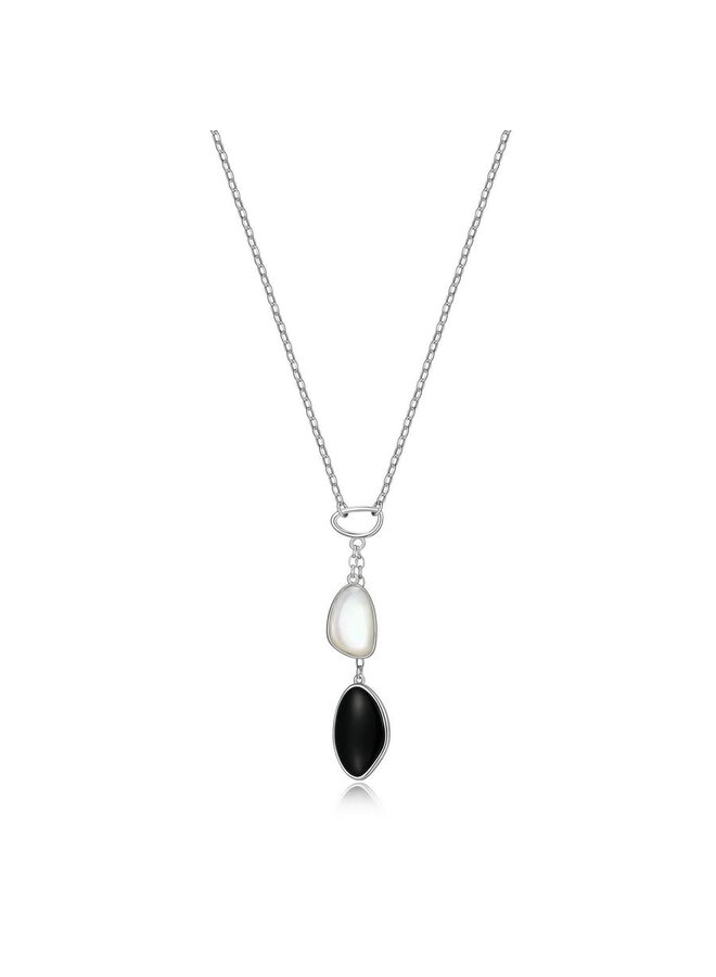 Elle silver 925 black agate mother-of-pearl necklace