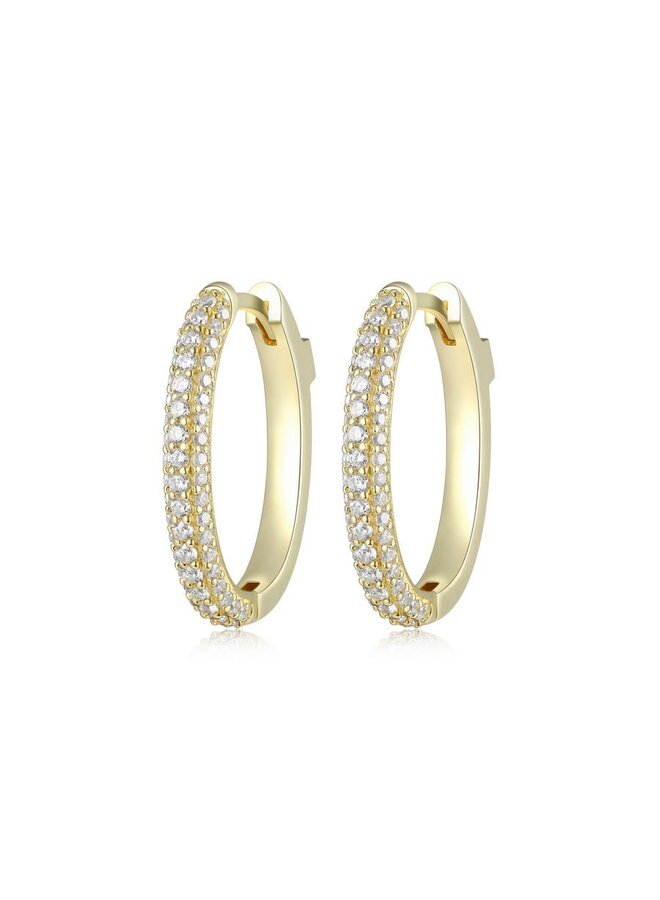 Earring .925 ELLE Stardust gold huggies oval 20x15mm with cubic