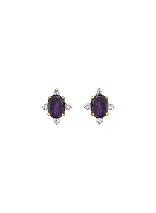 Boucle d'oreille 10k  8 diamants totalisant 0.04ct I GH Amethyste 4x3mm