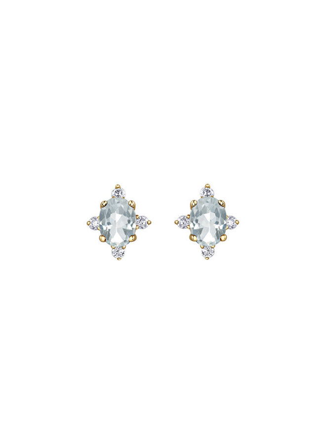 Boucle d'oreille 10k 8 diamants totalisant 0.04ct I GH Topaze blanc 4x3mm
