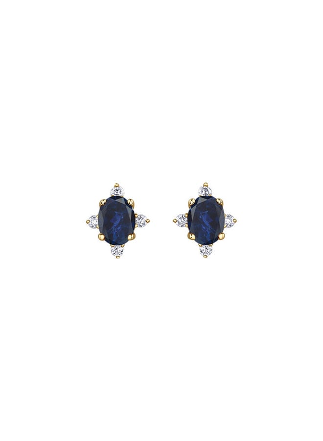 10k 8 diamond earring totaling 0.04ct I GH Sapphire 4x3mm