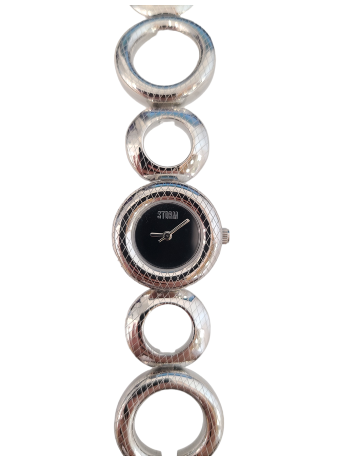 Montre femme Storm fond noir cercle acier