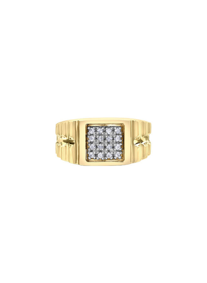 Bague or jaune 10k 16 diamands totalisant 0.25ct I GH