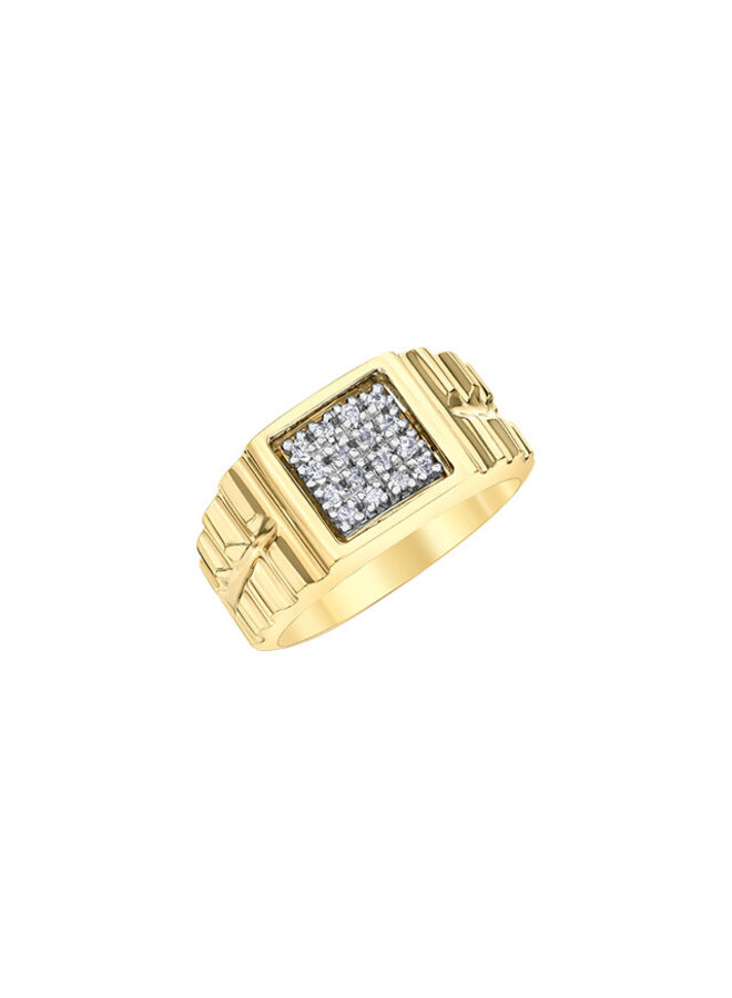Bague or jaune 10k 16 diamands totalisant 0.25ct I GH