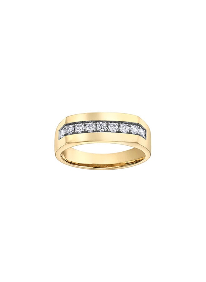 Bague or jaune 10k 9 diamants totalisant 0.50ct I GH